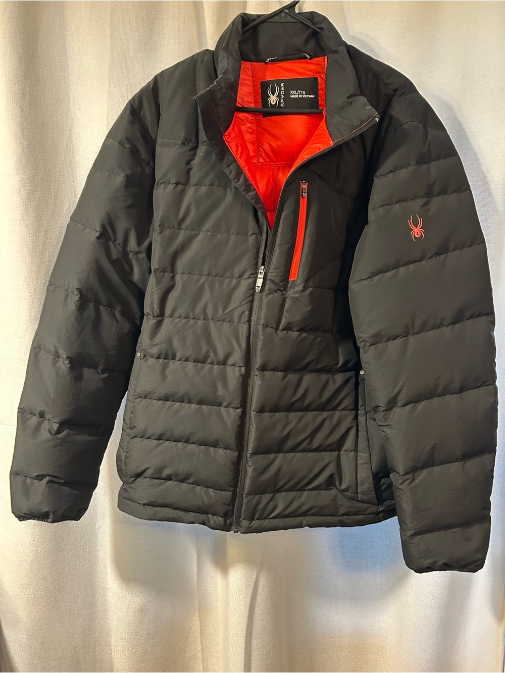 Men’s Spyder Black Jacket with Red Interior and Accents Size XXL
